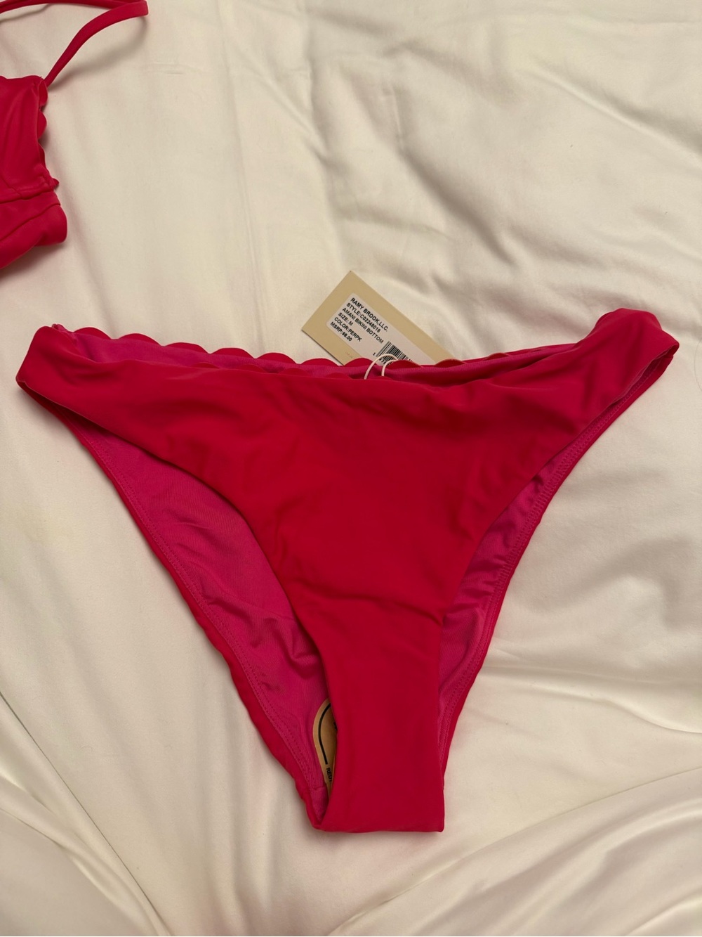RAMY BROOK NWT Amani Hot Pink Scalloped Bikini Bottom cheeky